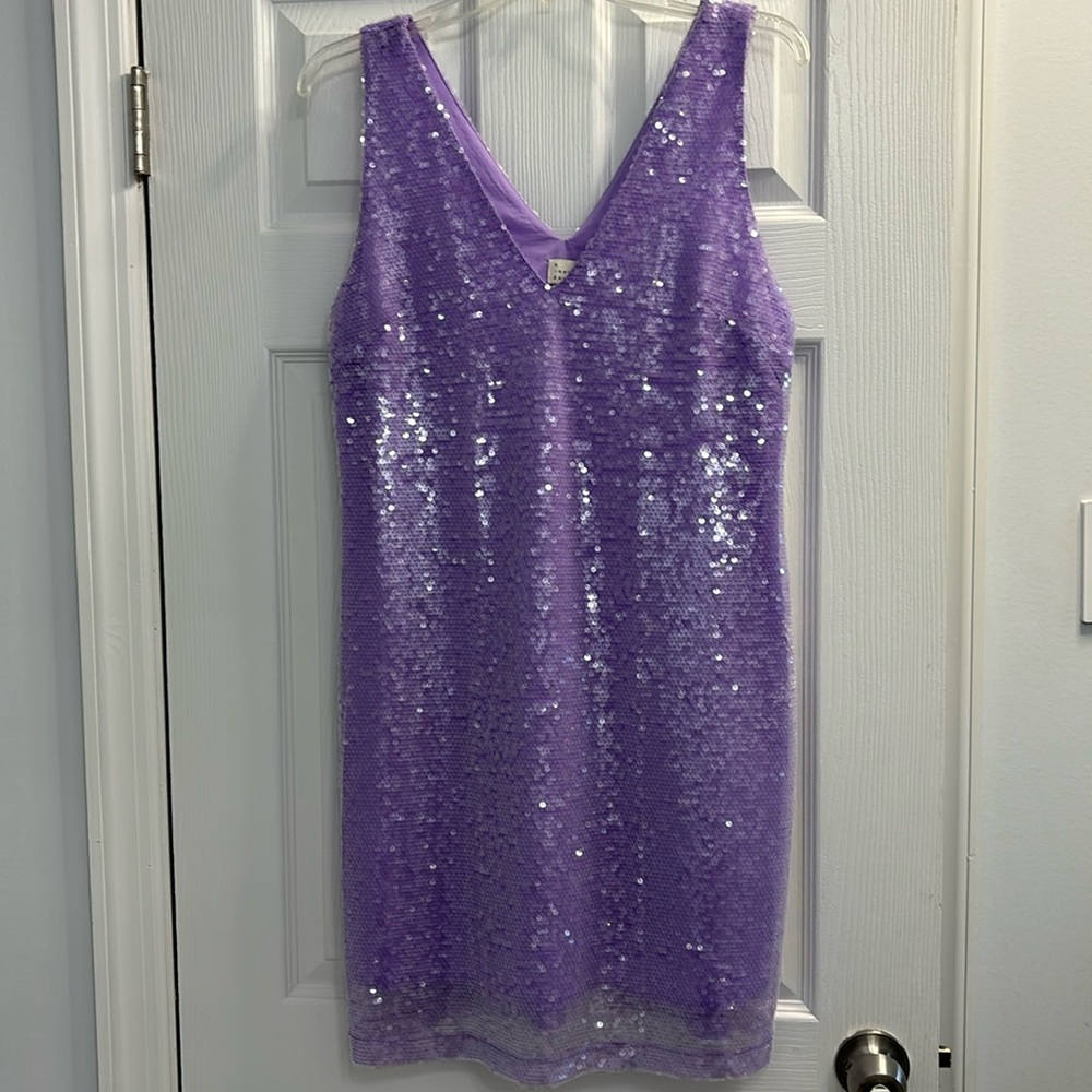 Women's Mini A-Line Dress - A New Day Purple Sequin M